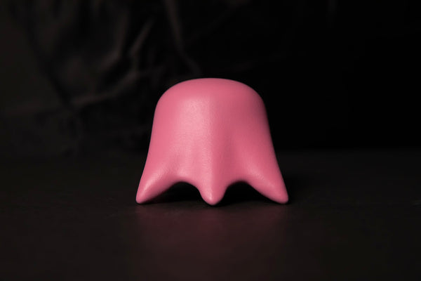 pink Mr. Fangs acrylic figurine rear view