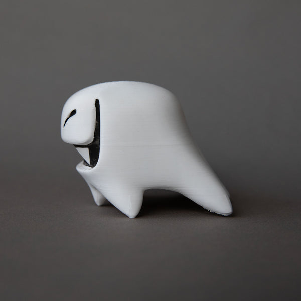 white Mr. Fangs acrylic figurine side view