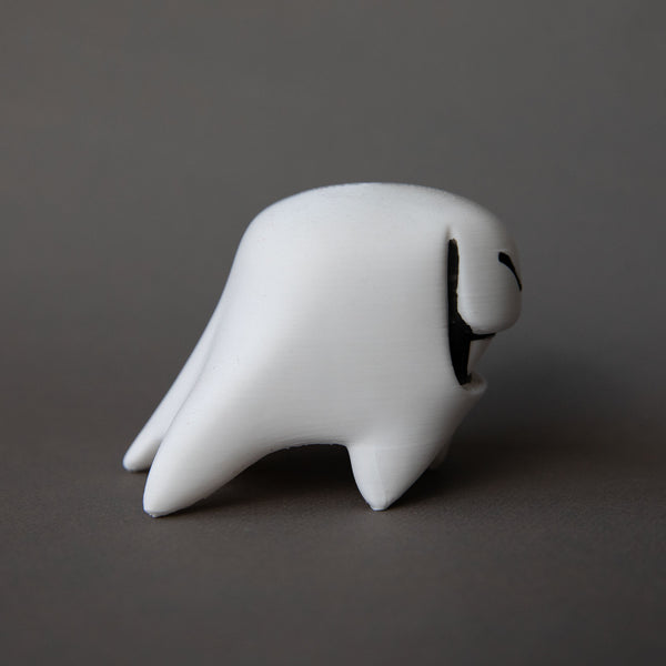 white Mr. Fangs acrylic figurine side view
